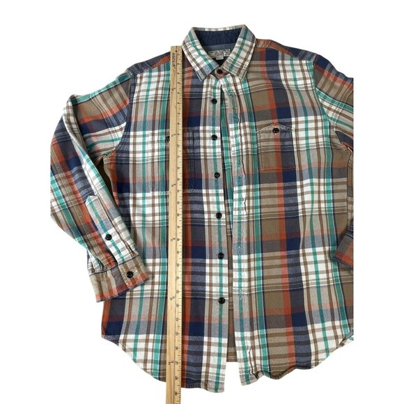 Wallace & Barnes Mens M Flannel Shirt Multicolor Plaid Button Up Heavyweight - Picture 4 of 9